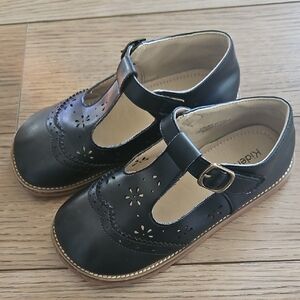 Black Girls T-Strap Brogue Dress Shoes